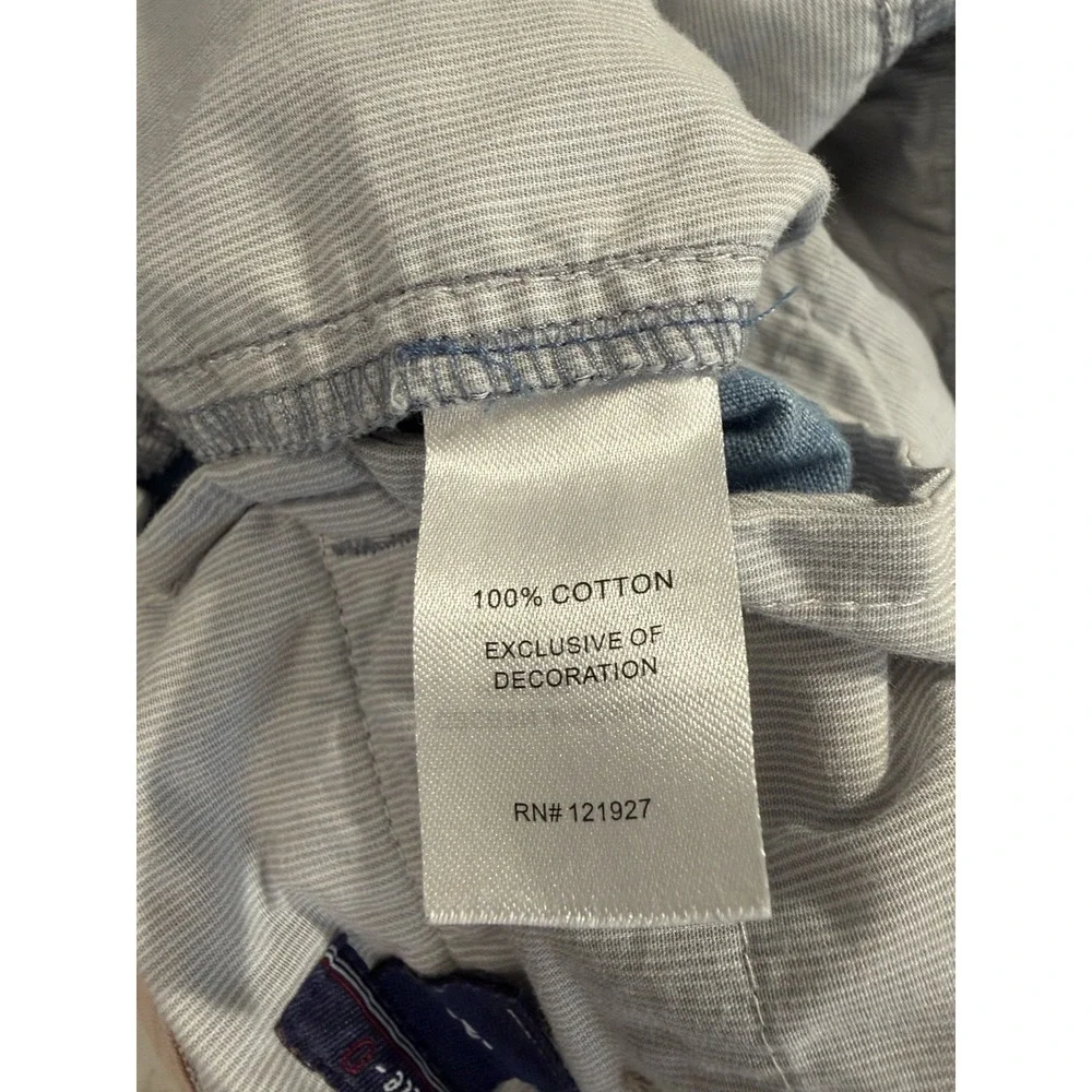 Johnnie O Val Chambray Shorts Mens Sz 32 Blue Palm Preppy Finance Frat Beach